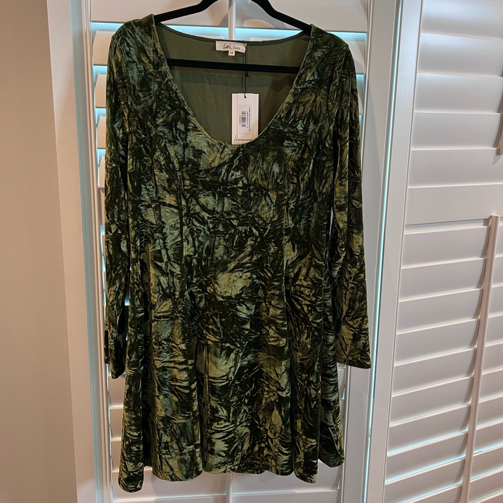 Little Lies as seen on Taylor Swift size 10 SWEET JANE OLIVE CRUSHED MINI DRESS